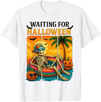 Spooky Summer Skeleton Just Waiting for Halloween T-Shirt