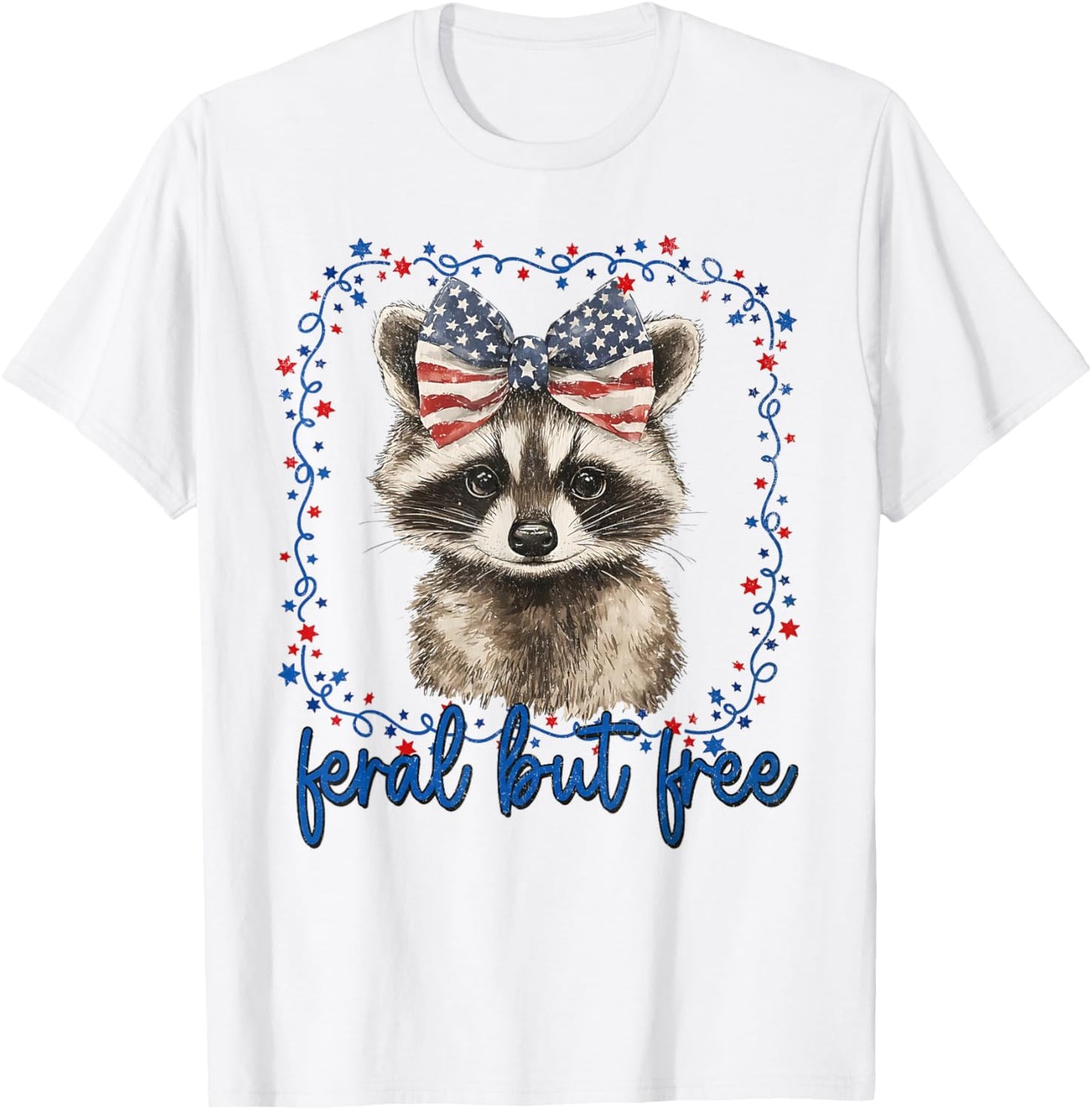 Feral But Free Raccoon 4th Of July American Feral Girl Kids T-shirt