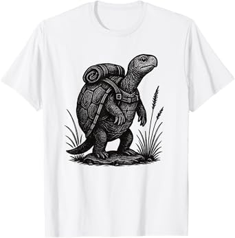 Hiking Turtle Backpacking Animals Funny Cottagecore Reptile T-Shirt