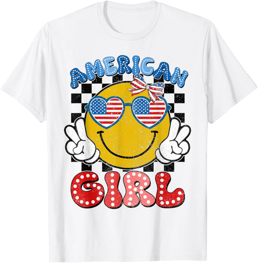 Groovy Smile Face Fourth 4th Of July Shirts American Girl T-shirt