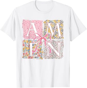 Floral Amen Retro Christian Easter Bible Verse God Faith T-Shirt