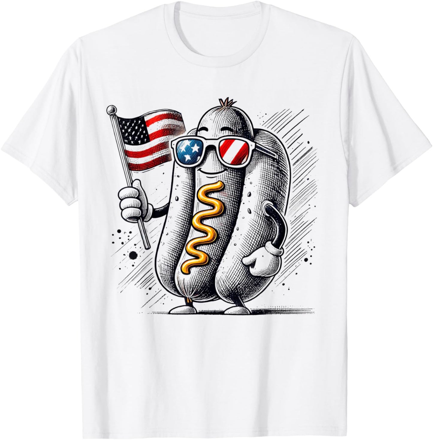 4th of July Hotdog Patriotic USA Flag Retro Boys Men Kids T-Shirt