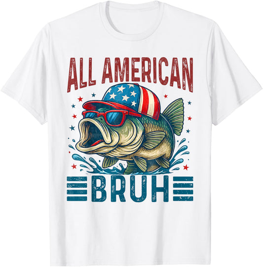 Funny All American BRUH flag 4th of July patriotic boys kids T-Shirt