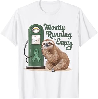 Mostly Running On Empty Gastroparesis Awareness Sloth Green T-Shirt