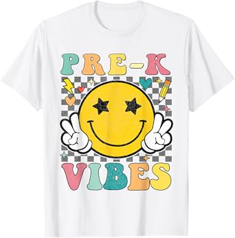 Pre-K Vibes Teacher Kids Happy First Day Back To School T-Shirt