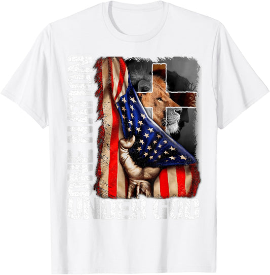 One Nation Under God Flag 4th Of July Patriotic Christian T-shirt