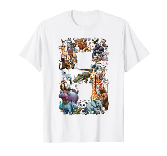 8th Birthday 8 Years Old Zoo Animals Wildlife Safari Jungle T-Shirt