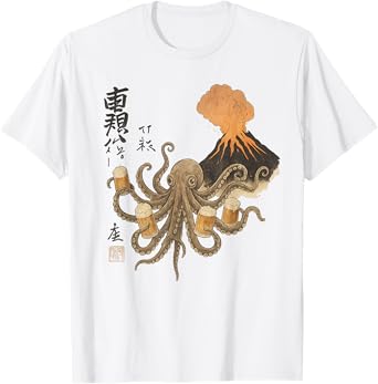 Retro Drunk Octopus Art Print T-Shirt