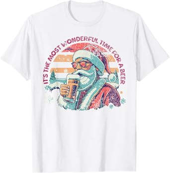 IT'S THE MOST WONDERFUL TIME FOR A BEER Santa Christmas T-Shirt