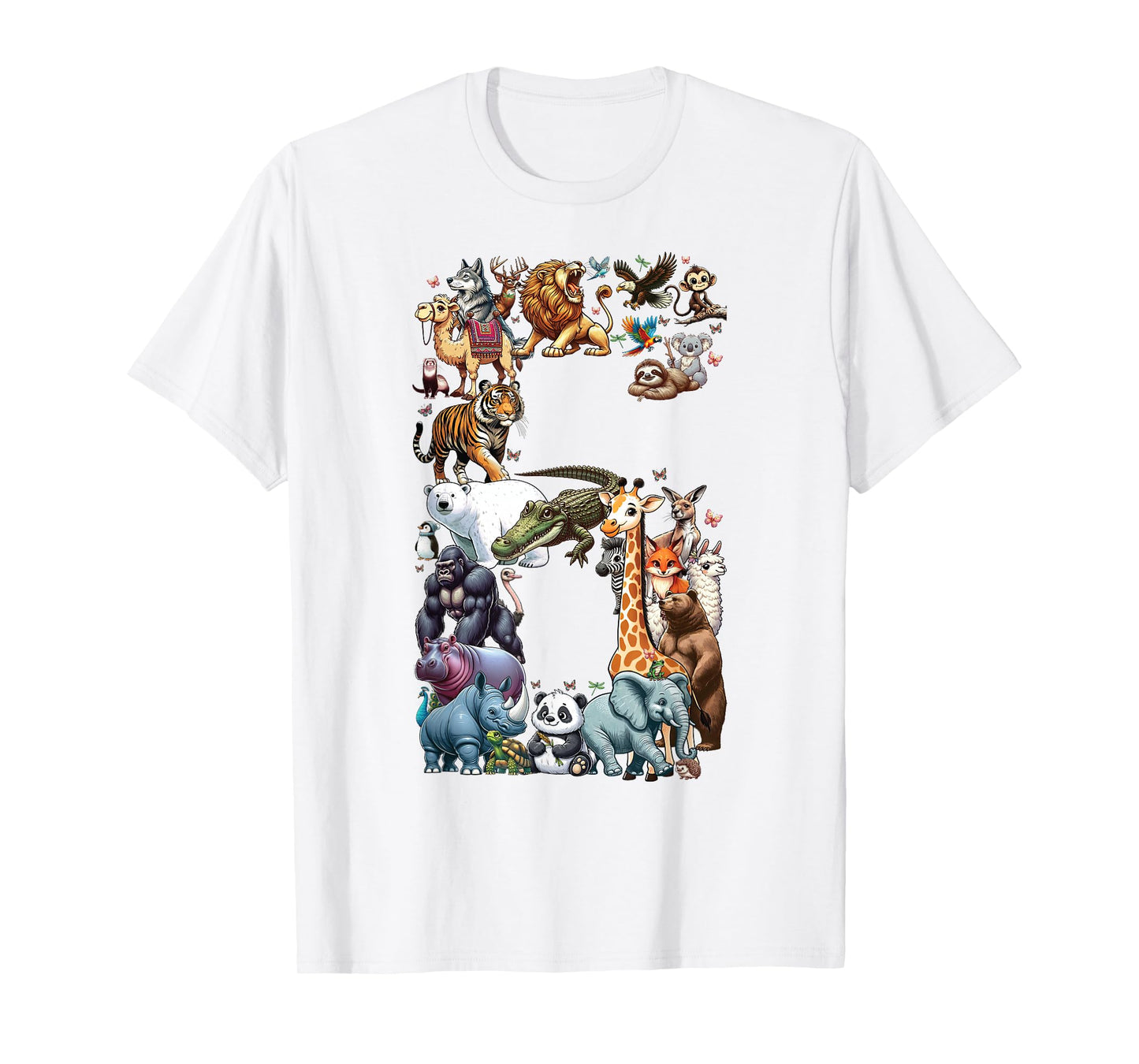 6th Birthday 6 Years Old Zoo Animals Wildlife Safari Jungle T-Shirt