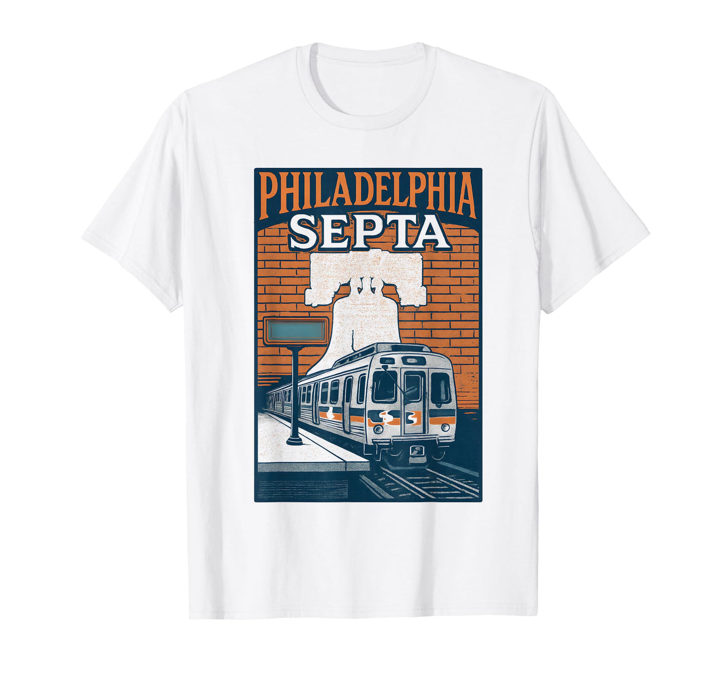 Philadelphia Septa Train Retro Transit Liberty Bell Artwork T-Shirt