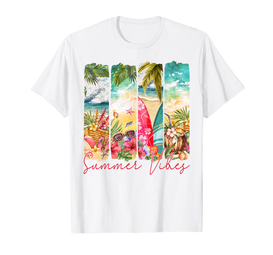 Retro summer vibes beach palm tree summer vacation T-Shirt