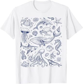 Ocean Life Sea Aesthetic Dolphin Beach 90s Vintage Graphic T-Shirt