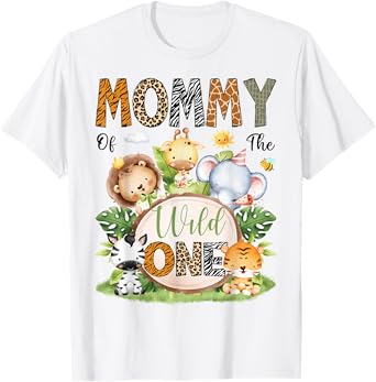 Mommy Of The Wild One Safari Jungle 1St Birthday Kids T-Shirt