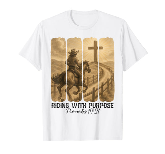Christian Religious Riding With Purpose Western Cowboy Faith T-Shirt