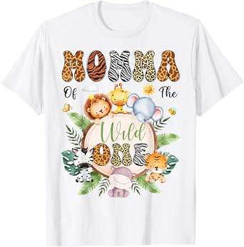 Momma Of The Wild One 1St Birthday Safari Animal Lover T-Shirt
