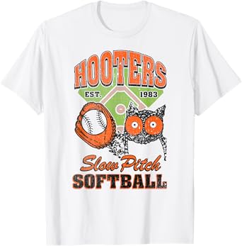 Hooters Slow Pitch Softball Hootie The Owl Logo Funny Sports T-Shirt
