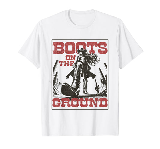 Cowgirl Boots on The Ground Vintage Western T-Shirt