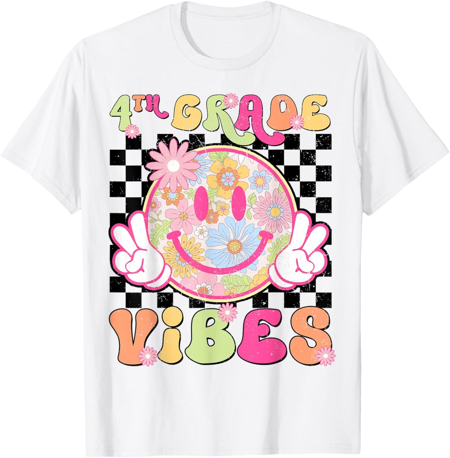 Groovy 4th Grade Vibes First Day Of School Teacher Girls T-Shirt