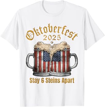 Oktoberfest 2025 6 Stein Apart Beer October Funny Drinking T-Shirt