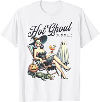 Hot Ghoul Summer Spooky Boo Beach Halloween Summerween Women T-Shirt