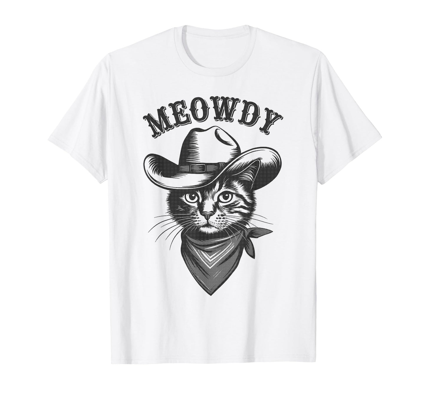 Meowdy Cat Funny Cowboy Western Graphic Cat Lady Cat Dad T-Shirt