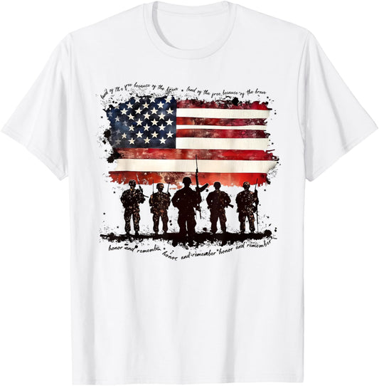 Land Of The Free Because Of The Brave Patriotic 4th Of July T-Shirt