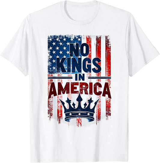 No Kings In America Since 1776 Distressed Usa Flag Vintage T-shirt