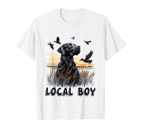 Local Boy Black Lab Hunting Dog Vintage Sunset T-Shirt