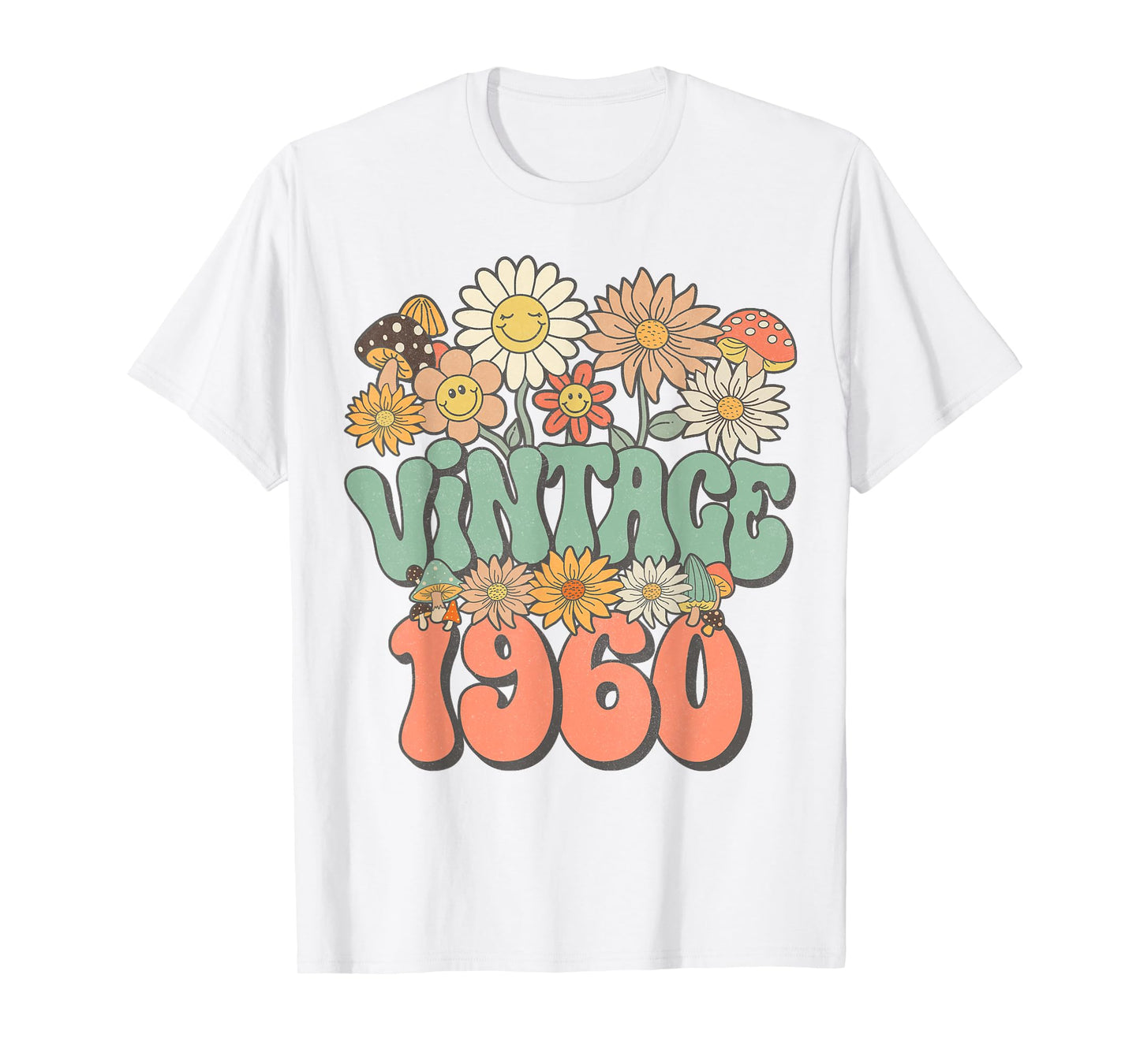 Vintage 1960 Daisy Hippie Groovy Wildflower 65th Birthday T-Shirt