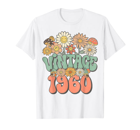 Vintage 1960 Daisy Hippie Groovy Wildflower 65th Birthday T-Shirt