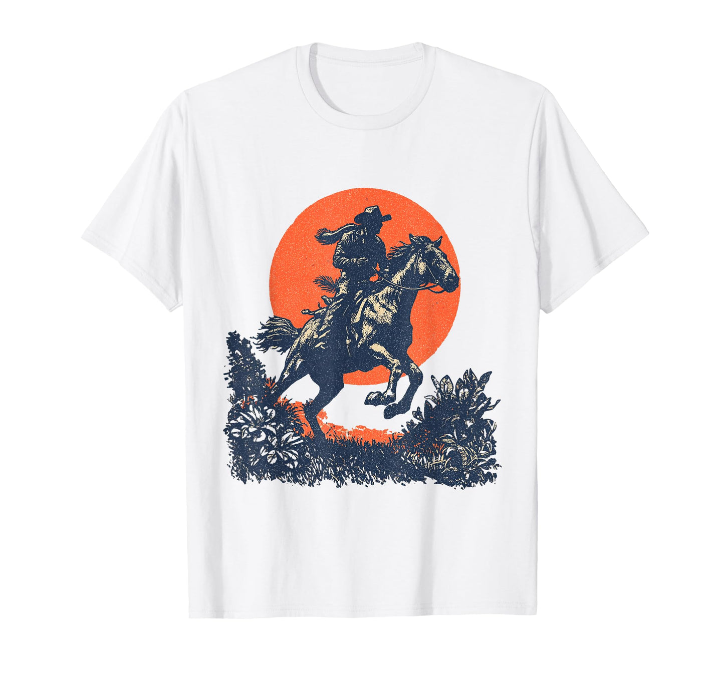 Vintage Cowboy Horse Ride Retro Western Sunset T-Shirt
