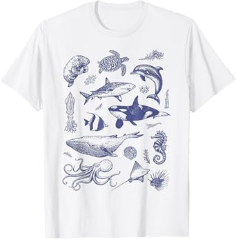 Vintage 90s Tattoo Sea Animal Ocean Nature T-Shirt