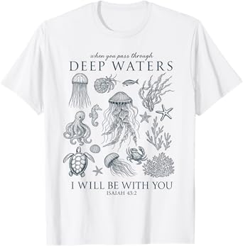Christian Ocean Animal Coastal Sea Life Jesus Bible Verse T-Shirt