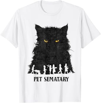 Pet Sematary Halloween Silhouettes Cat Yellow Glowing Eyes T-Shirt