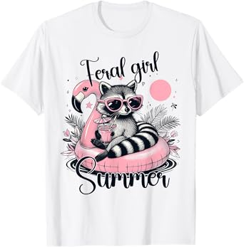 Feral Girl Funny Meme Raccoon Summer Vacation Hawaii Beach T-Shirt