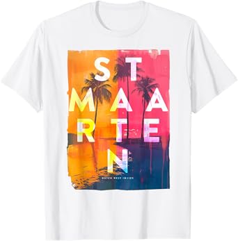 St. Maarten Caribbean Islands Palm Tree Vintage Beach T-Shirt