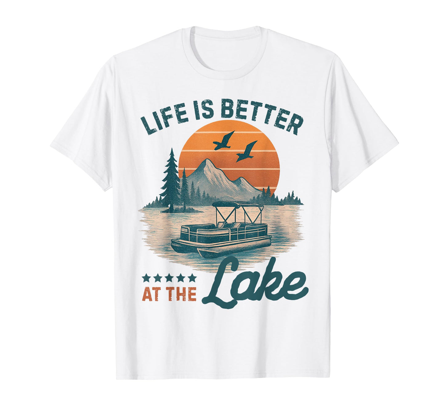 Life is Better at The Lake Pontoon Vintage Pontoon Boat T-Shirt