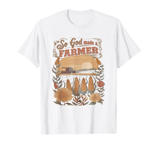 So God Made a Farmer Boho Flower Christian Aesthetic Summer T-Shirt