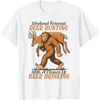 Hunting Dad Hunter Bigfoot Weekend Forecast Deer Hunting T-Shirt