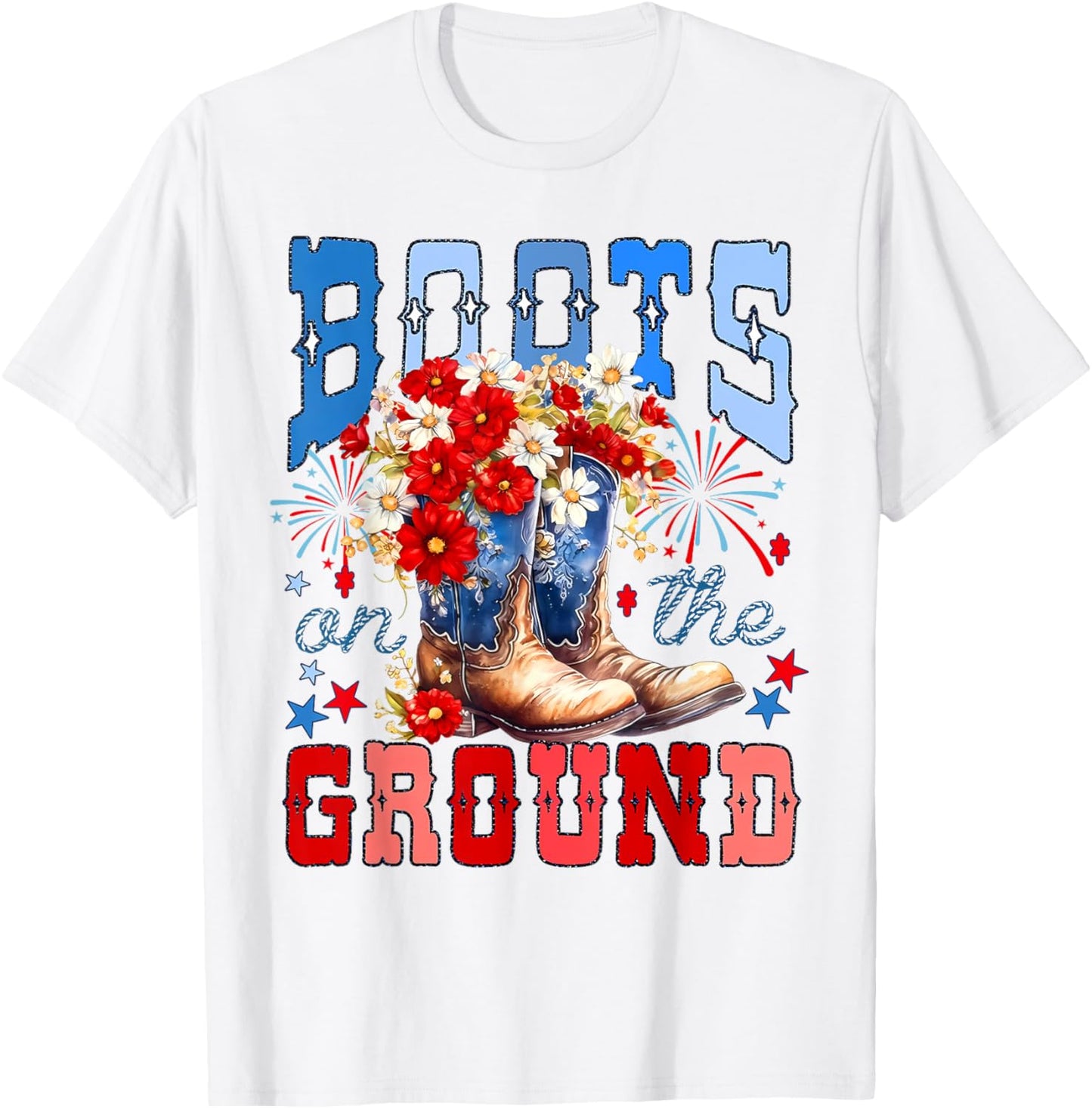 Boots on the Ground Line Dance Cowboy Boots 4th July Women T-Shirt