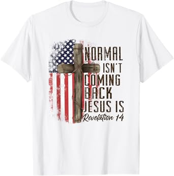 Normal Isn't Coming Back Jesus Is Christian American Flag T-Shirt