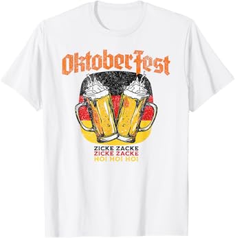 German Oktoberfest Vintage Distressed Zicke Zacke Hoi Beer T-Shirt