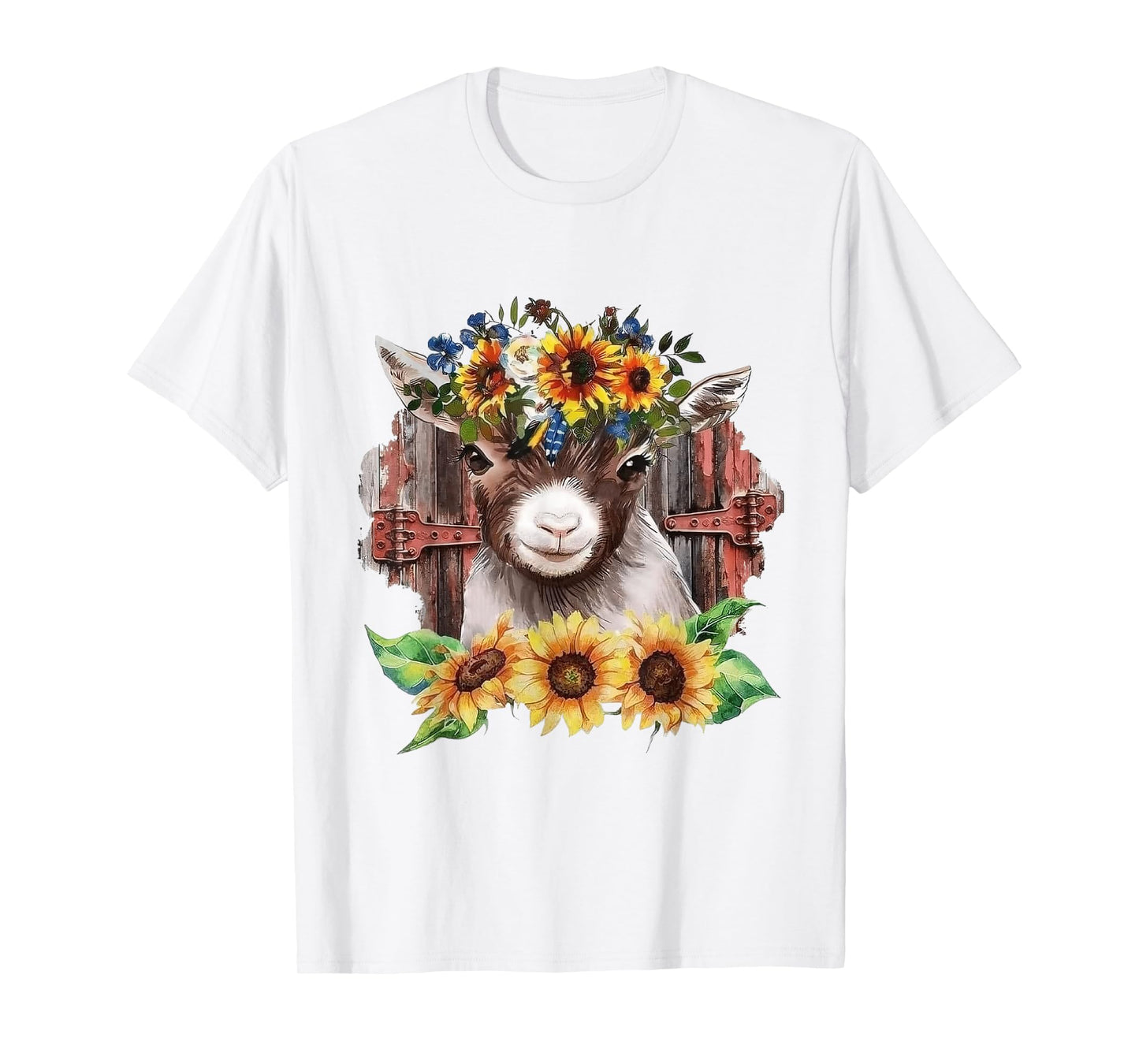 Sunflower Baby Goat Farmlife Cute Farm Animal T-Shirt