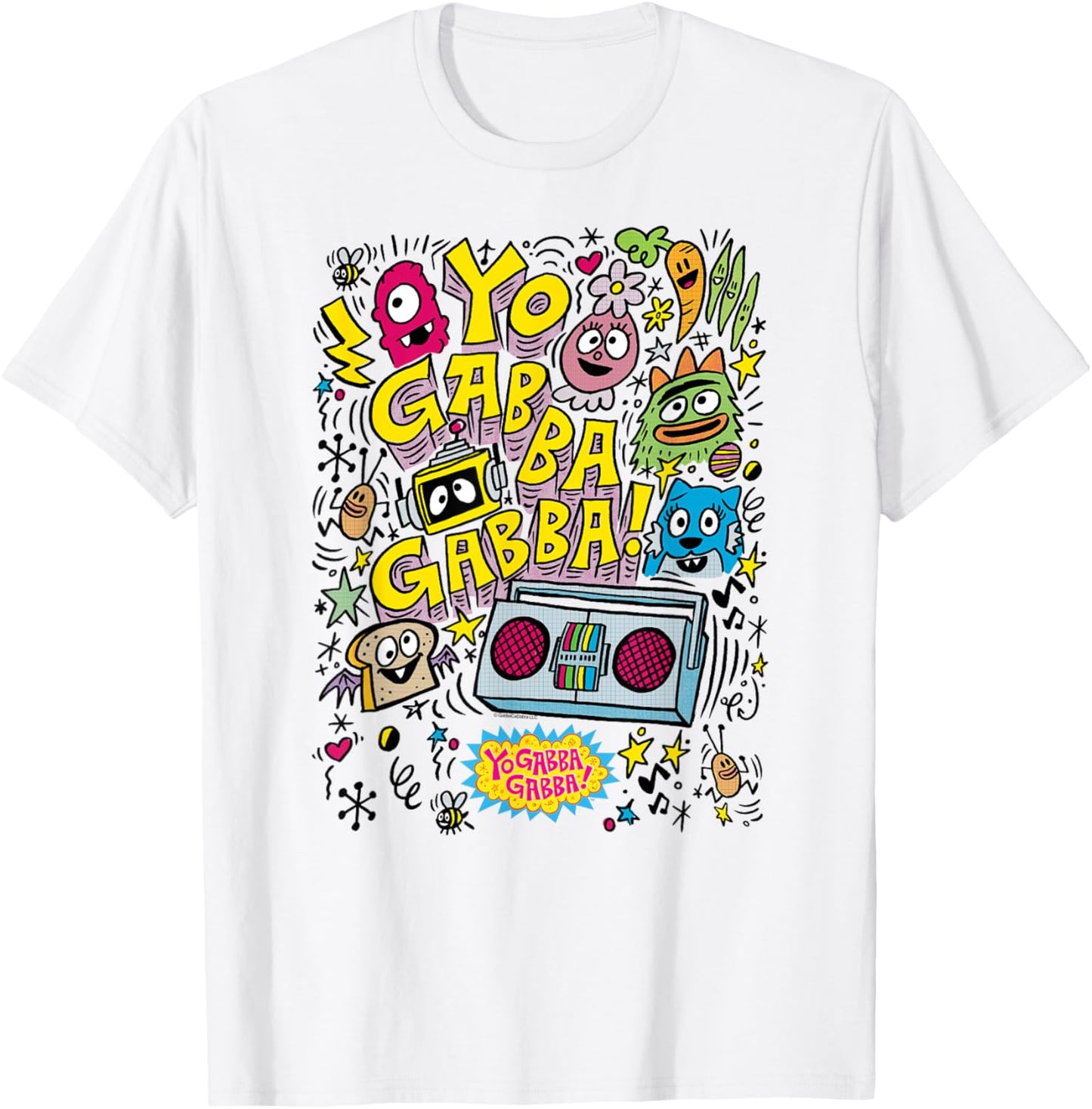 Yo Gabba Gabba! Boombox and Characters Sketch TV Show T-Shirt