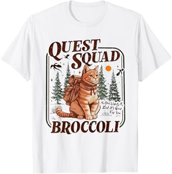 Quest Fantasy Squad Broccoli Funny Cat T-Shirt