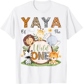 Yaya Of The Wild One 1St Birthday Boy Safari Lover T-Shirt