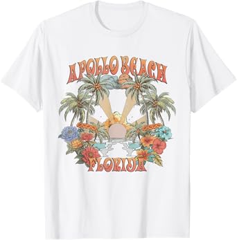 Vintage Apollo Beach Florida Tropical Sunset Groovy T-Shirt