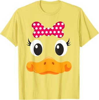 Yellow Duck Face Halloween Animal Costume Coquette Bow Girl T-Shirt