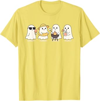cute Ghost Beach vacation summer Halloween BBQ ice cream T-Shirt